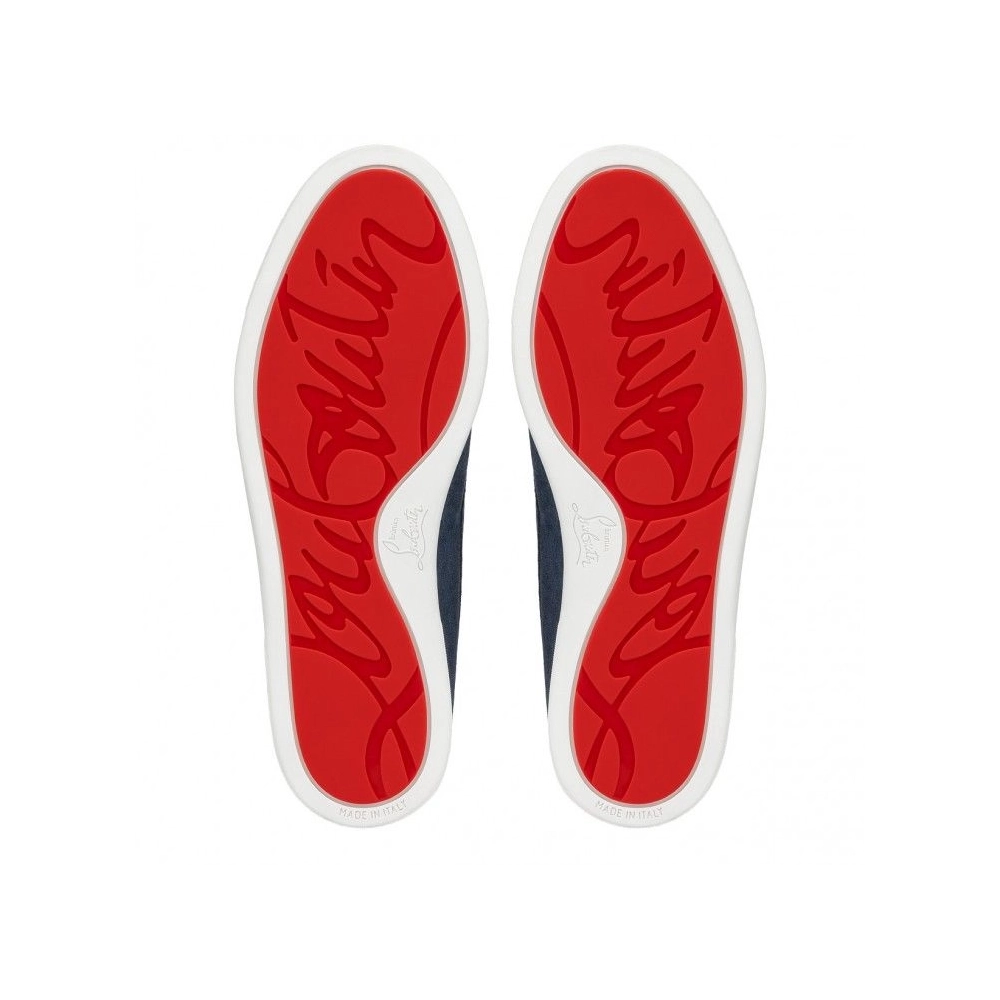 Fake Christian Louboutin Varsiboat Boat Shoes Calf Leather Marine, Knockoff Christian Louboutin Shoes