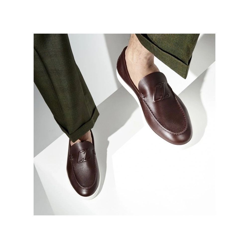 Discount Christian Louboutin Varsiboat Boat Shoes Calf Leather Black Outlet, Cheap CL Shoes Store