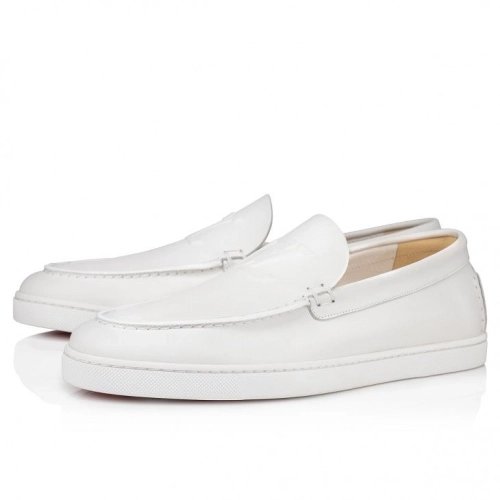 Replica Christian Louboutin Varsiboat Boat Shoes Calf leather White, Knockoff CL Shoes