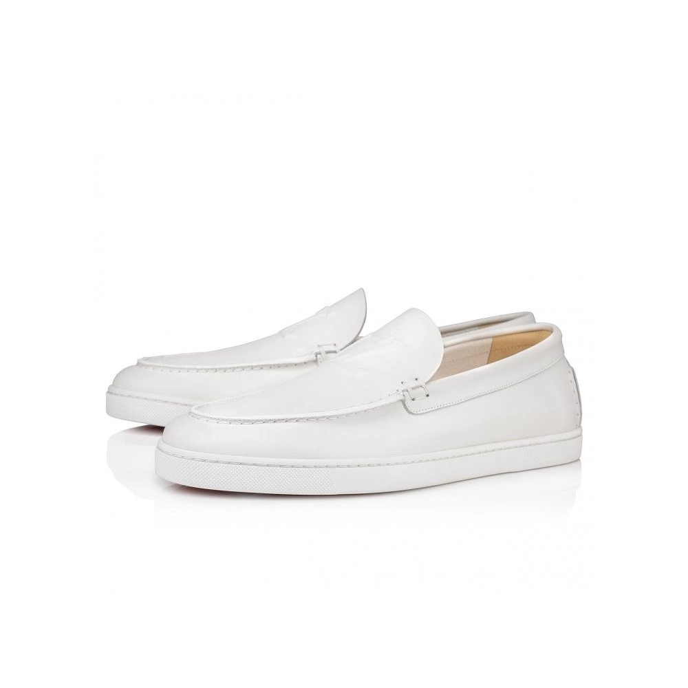 Replica Christian Louboutin Varsiboat Boat Shoes Calf leather White, Knockoff CL Shoes