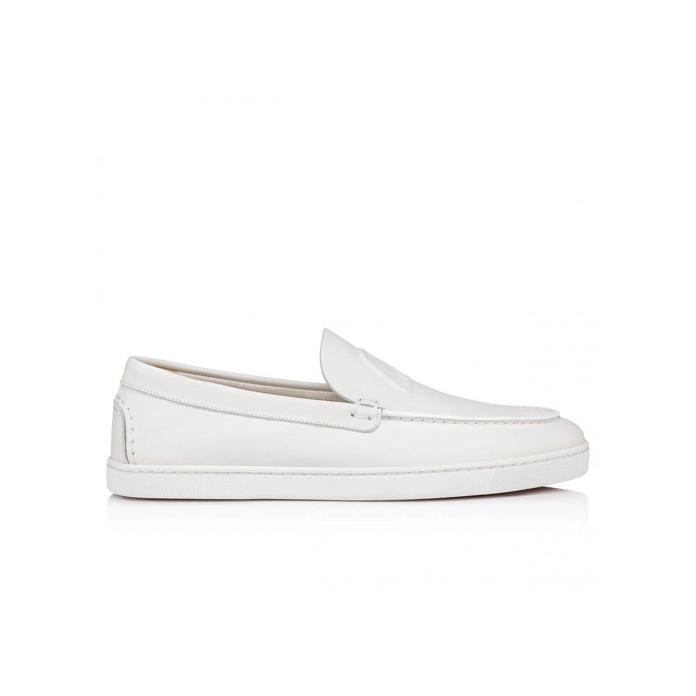 Replica Christian Louboutin Varsiboat Boat Shoes Calf leather White, Knockoff CL Shoes