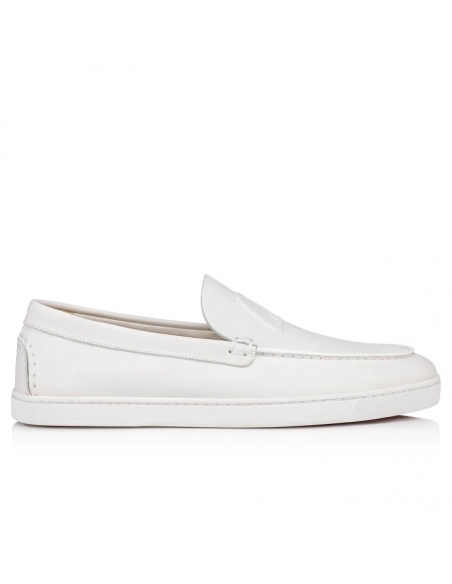 Replica Christian Louboutin Varsiboat Boat Shoes Calf leather White, Knockoff CL Shoes