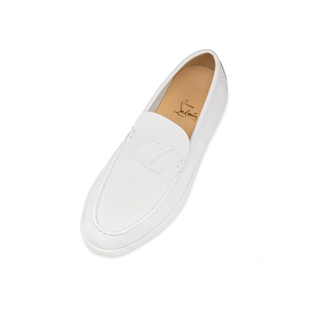 Replica Christian Louboutin Varsiboat Boat Shoes Calf leather White, Knockoff CL Shoes