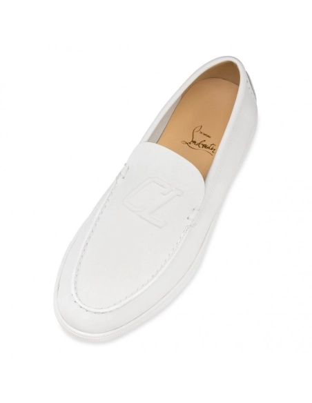 Replica Christian Louboutin Varsiboat Boat Shoes Calf leather White, Knockoff CL Shoes