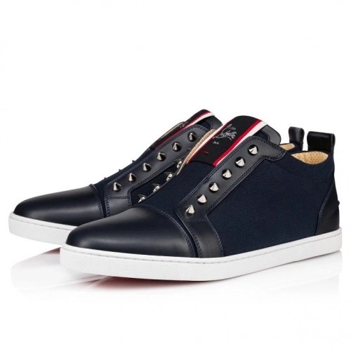 Fake Christian Louboutin F.A.V Fique A Vontade Slip-On Sneakers Calf Leather And Olona Canva Black