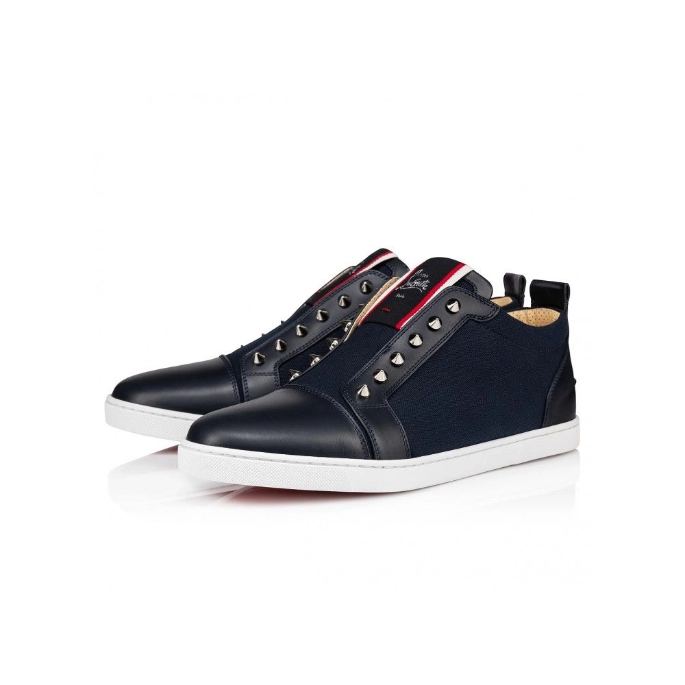 Fake Christian Louboutin F.A.V Fique A Vontade Slip-On Sneakers Calf Leather And Olona Canva Black