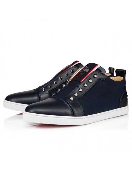 Fake Christian Louboutin F.A.V Fique A Vontade Slip-On Sneakers Calf Leather And Olona Canva Black