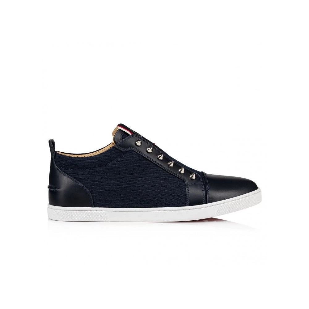Fake Christian Louboutin F.A.V Fique A Vontade Slip-On Sneakers Calf Leather And Olona Canva Black