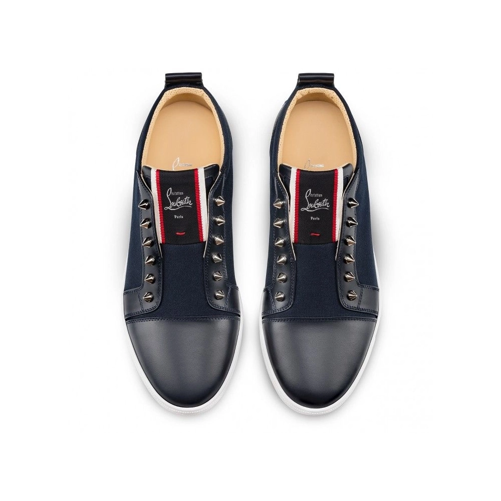 Fake Christian Louboutin F.A.V Fique A Vontade Slip-On Sneakers Calf Leather And Olona Canva Black