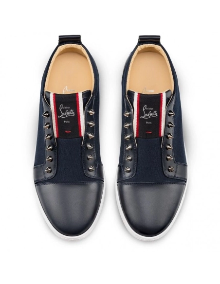Fake Christian Louboutin F.A.V Fique A Vontade Slip-On Sneakers Calf Leather And Olona Canva Black