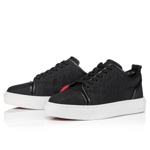 Knockoff Christian Louboutin Adolon Junior Sneakers Jacquard Monogram Cl Black, Replica Christian Louboutin Shoes