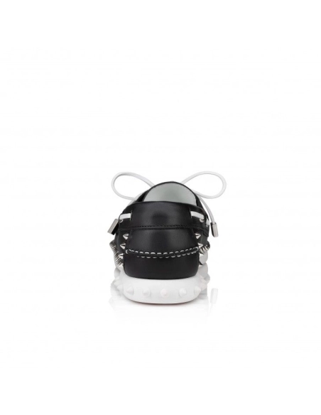 Fake Christian Louboutin Gerockel Boat Shoes Calf Leather Black Outlet Online, Replica CL Shoes