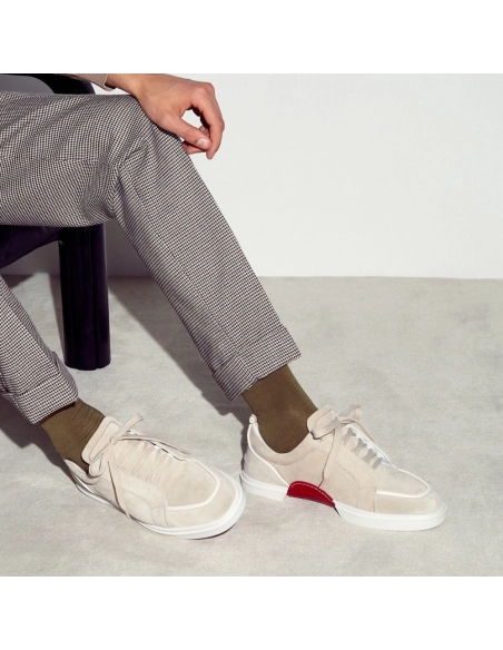 Cheap Christian Louboutin Jimmy Sneakers Men Veau Velours Foggy for Sale, Discount CL Shoes Outlet