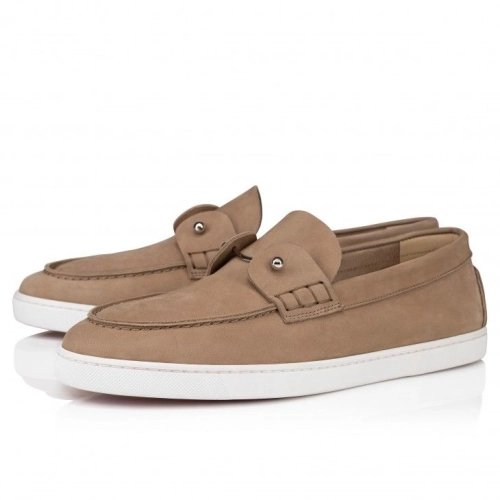 Knockoff Christian Louboutin Chambeliboat Boat Shoes Reversed Nubuck Leather Lionne, Fake Christian Louboutin Shoes