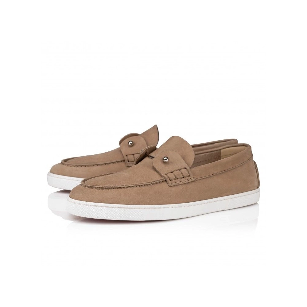 Knockoff Christian Louboutin Chambeliboat Boat Shoes Reversed Nubuck Leather Lionne, Fake Christian Louboutin Shoes