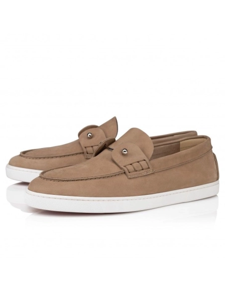 Knockoff Christian Louboutin Chambeliboat Boat Shoes Reversed Nubuck Leather Lionne, Fake Christian Louboutin Shoes
