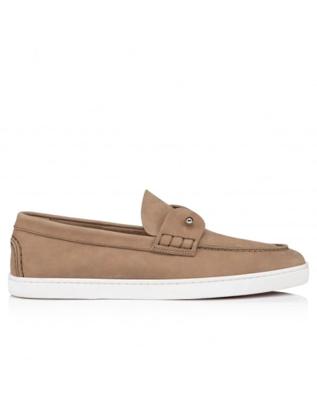Knockoff Christian Louboutin Chambeliboat Boat Shoes Reversed Nubuck Leather Lionne, Fake Christian Louboutin Shoes