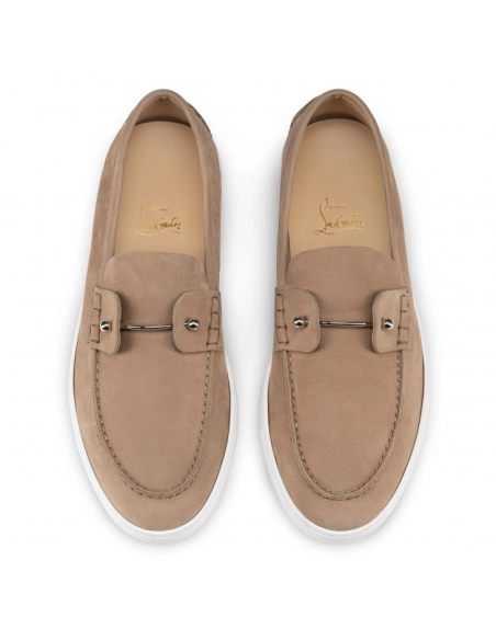 Knockoff Christian Louboutin Chambeliboat Boat Shoes Reversed Nubuck Leather Lionne, Fake Christian Louboutin Shoes