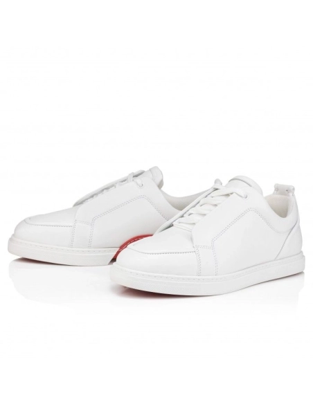 Fake Christian Louboutin Jimmy Sneakers Men Calf Leather And Nappa Leather White, Replica CL Shoes