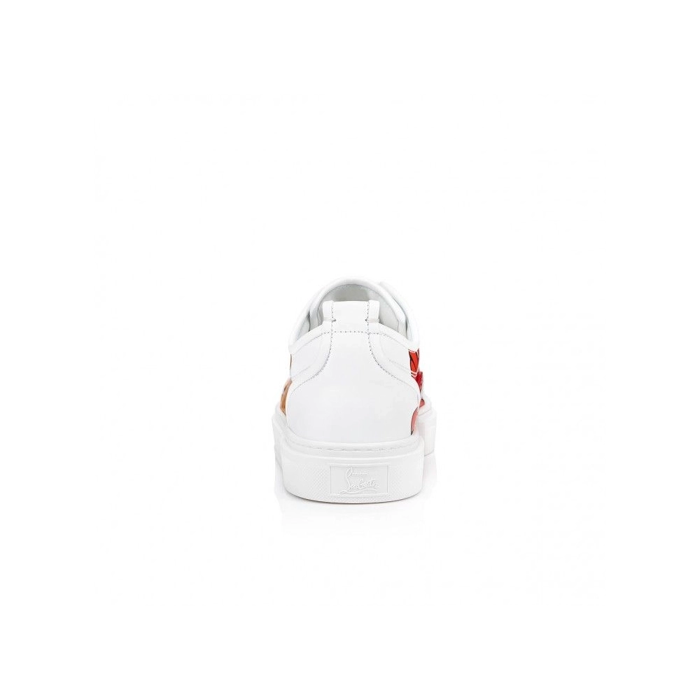 Knockoff Christian Louboutin Adolon Junior Sneakers Calf Leather Shun Sudo Flower Print White, Replica CL Shoes