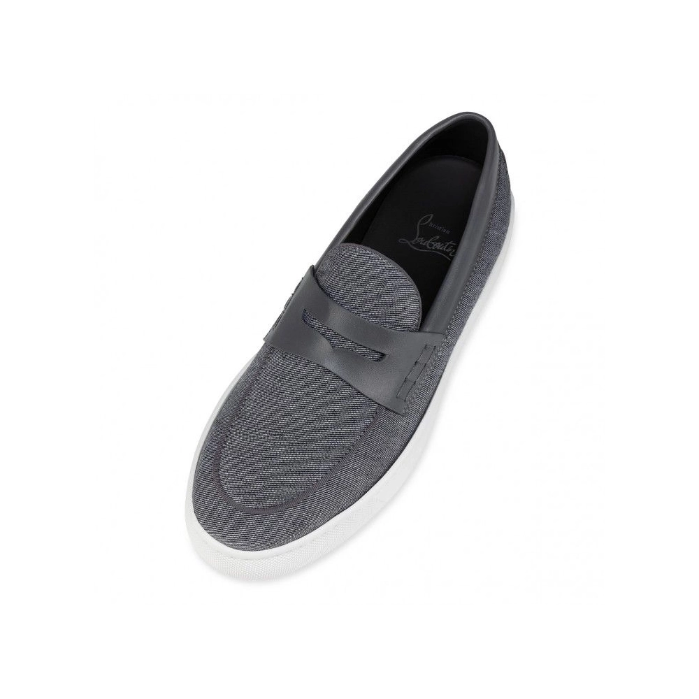 Fake Christian Louboutin Paqueboat Boat Shoes Linen Country And Calf Leather Smoky, Knockoff Christian Louboutin Shoes
