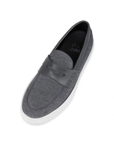 Fake Christian Louboutin Paqueboat Boat Shoes Linen Country And Calf Leather Smoky, Knockoff Christian Louboutin Shoes