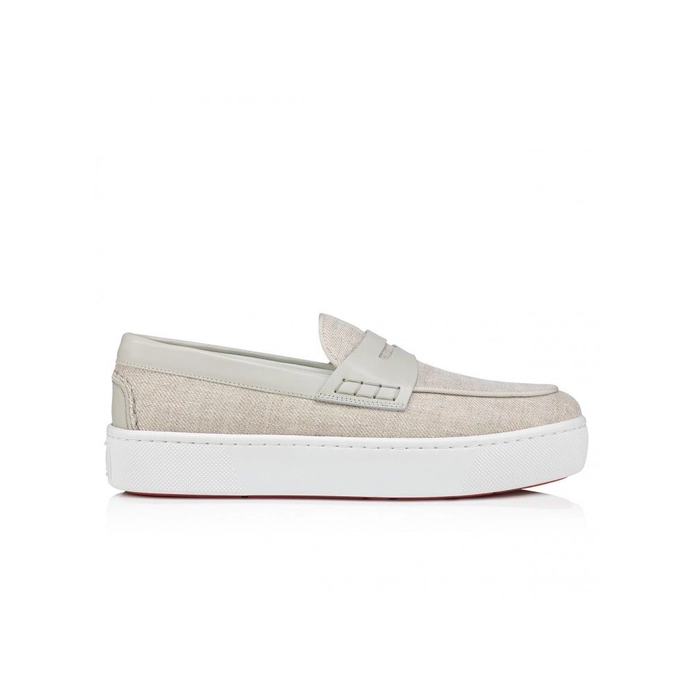 Cheap Christian Louboutin Paqueboat Boat Shoes Linen Country And Calf Leather Albatre, Discount Christian Louboutin Shoes for Sa