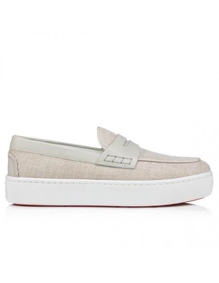 Cheap Christian Louboutin Paqueboat Boat Shoes Linen Country And Calf Leather Albatre, Discount Christian Louboutin Shoes for Sa