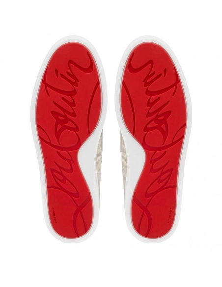 Cheap Christian Louboutin Paqueboat Boat Shoes Linen Country And Calf Leather Albatre, Discount Christian Louboutin Shoes for Sa