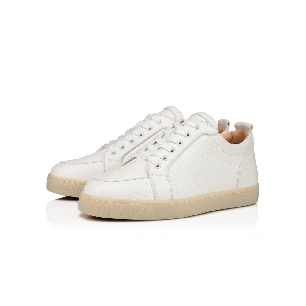 Fake Christian Louboutin Rantulow Sneakers Grained Calf Leather White, Knockoff Christian Louboutin Shoes
