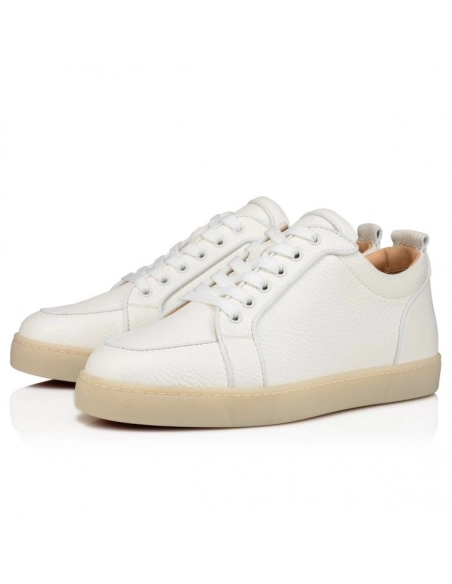 Fake Christian Louboutin Rantulow Sneakers Grained Calf Leather White, Knockoff Christian Louboutin Shoes