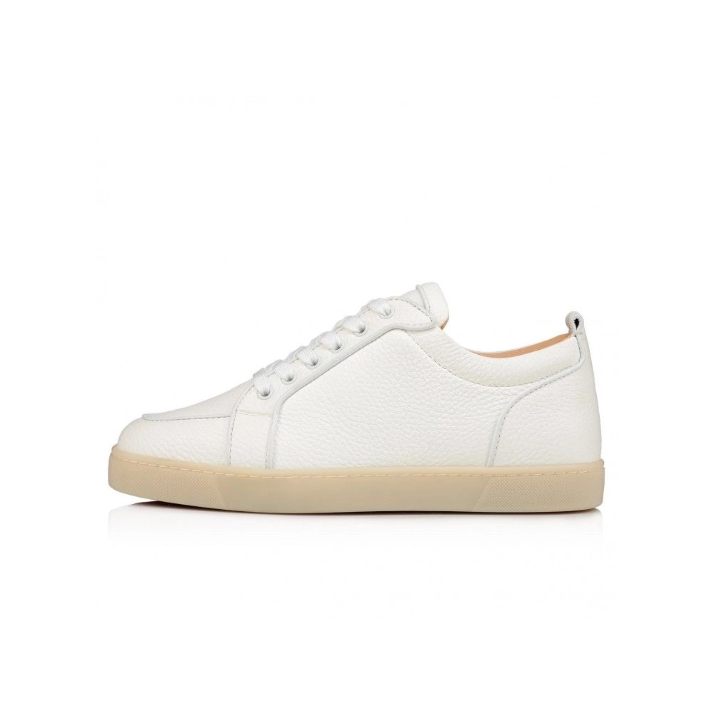 Fake Christian Louboutin Rantulow Sneakers Grained Calf Leather White, Knockoff Christian Louboutin Shoes