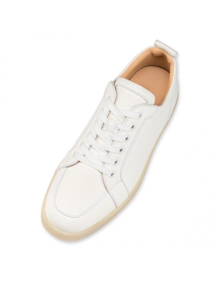 Fake Christian Louboutin Rantulow Sneakers Grained Calf Leather White, Knockoff Christian Louboutin Shoes