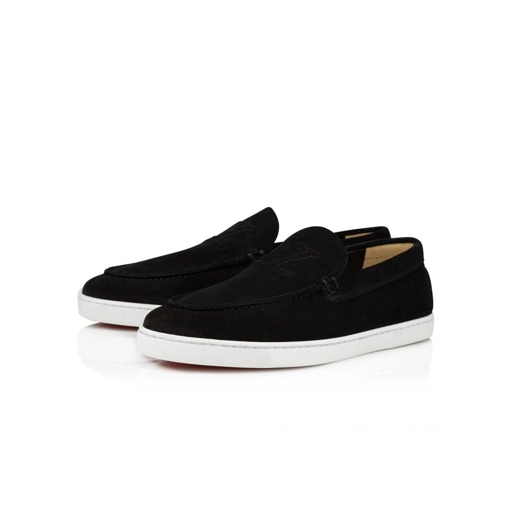 Replica Christian Louboutin Varsiboat Boat Shoes Leather Black, Knockoff Christian Louboutin Shoes