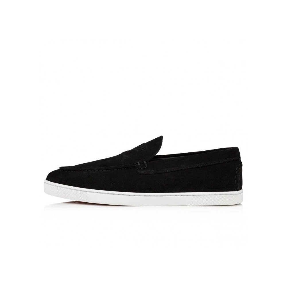Replica Christian Louboutin Varsiboat Boat Shoes Leather Black, Knockoff Christian Louboutin Shoes