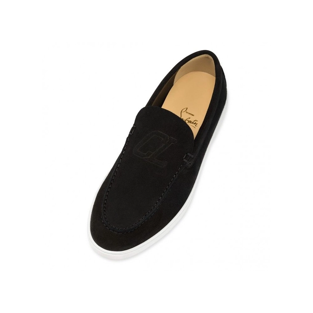Replica Christian Louboutin Varsiboat Boat Shoes Leather Black, Knockoff Christian Louboutin Shoes