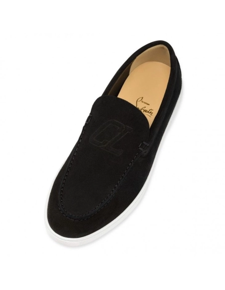 Replica Christian Louboutin Varsiboat Boat Shoes Leather Black, Knockoff Christian Louboutin Shoes
