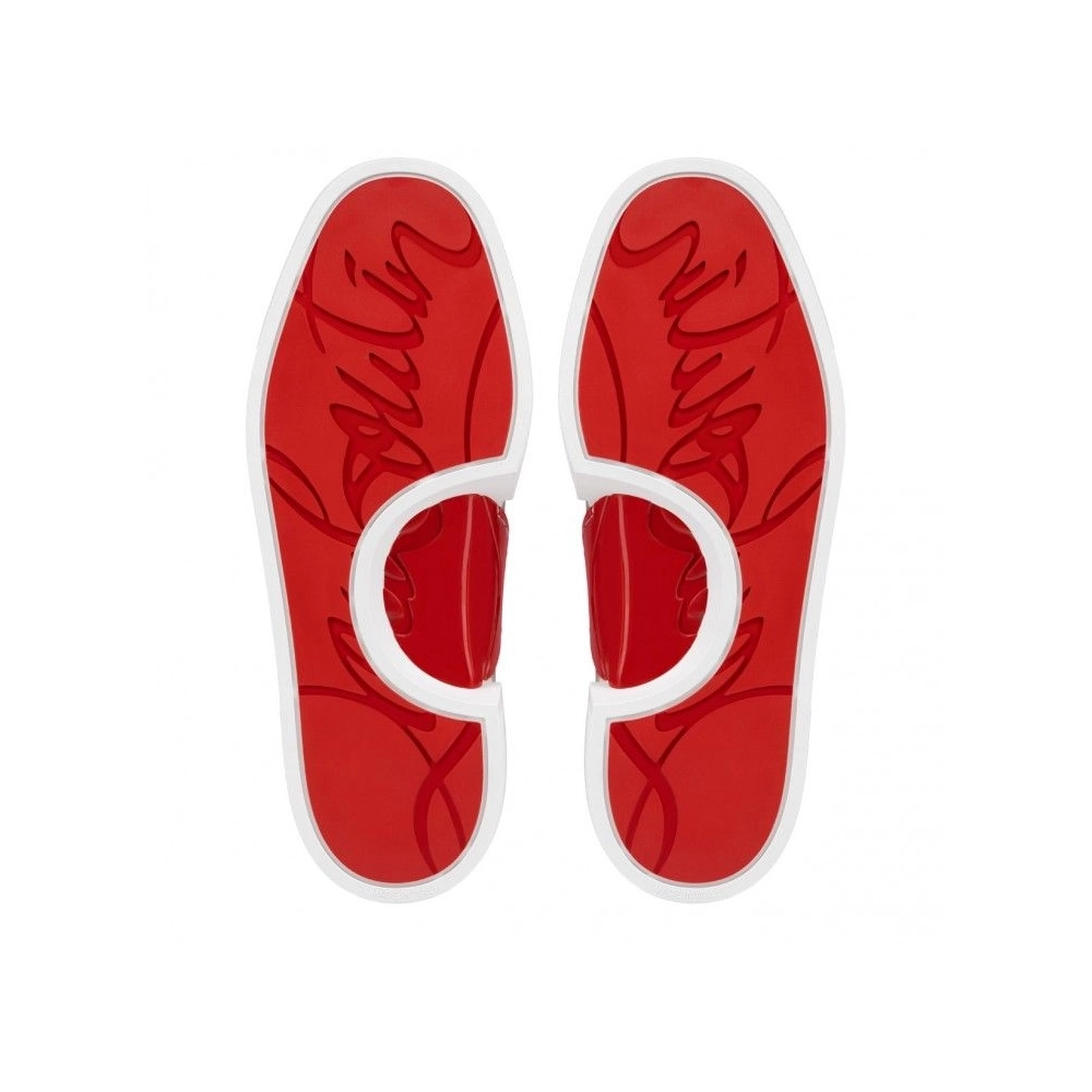 Knockoff Christian Louboutin Adolon Boat Sneakers Nylon Albatre, Fake Christian Louboutin Shoes