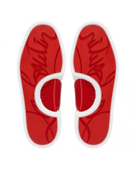 Knockoff Christian Louboutin Adolon Boat Sneakers Nylon Albatre, Fake Christian Louboutin Shoes