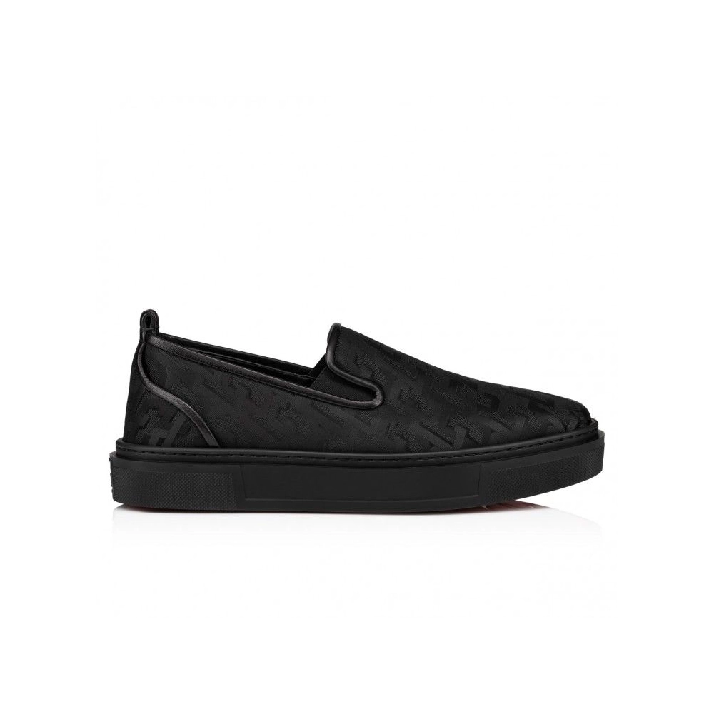 Fake Christian Louboutin Adolon Boat Sneakers Nylon Black, Replica Christian Louboutin Shoes