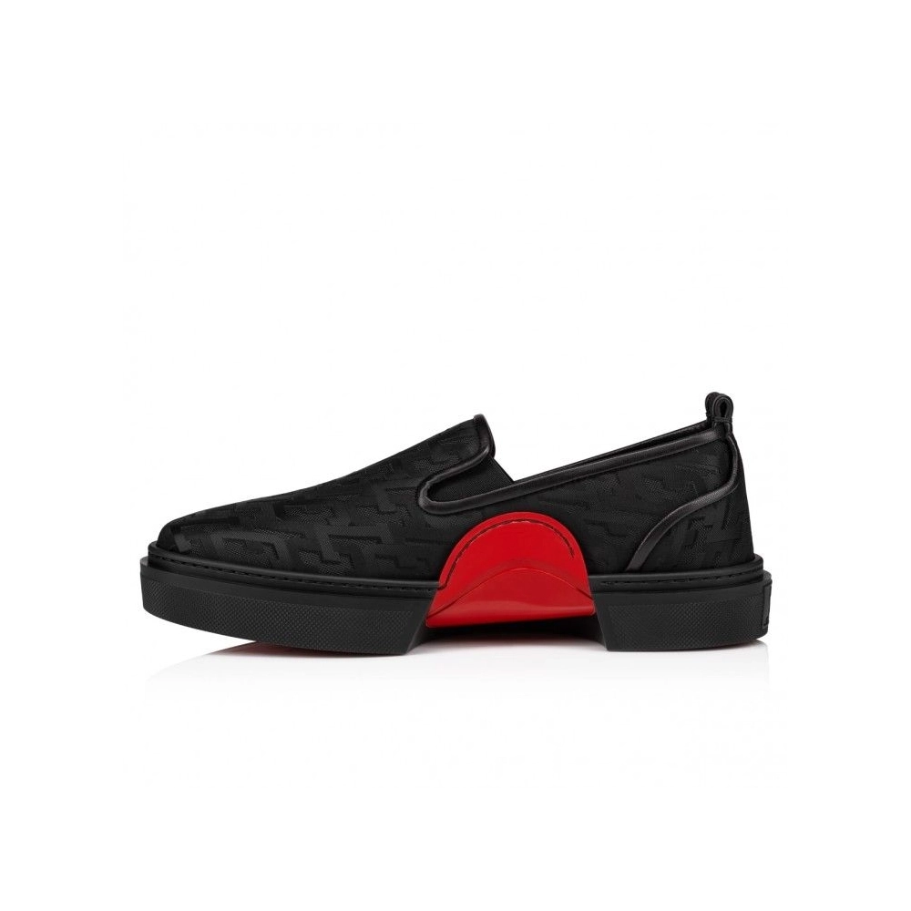 Fake Christian Louboutin Adolon Boat Sneakers Nylon Black, Replica Christian Louboutin Shoes