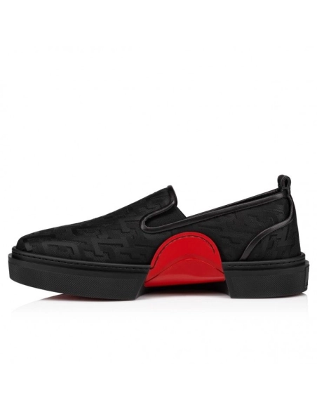Fake Christian Louboutin Adolon Boat Sneakers Nylon Black, Replica Christian Louboutin Shoes