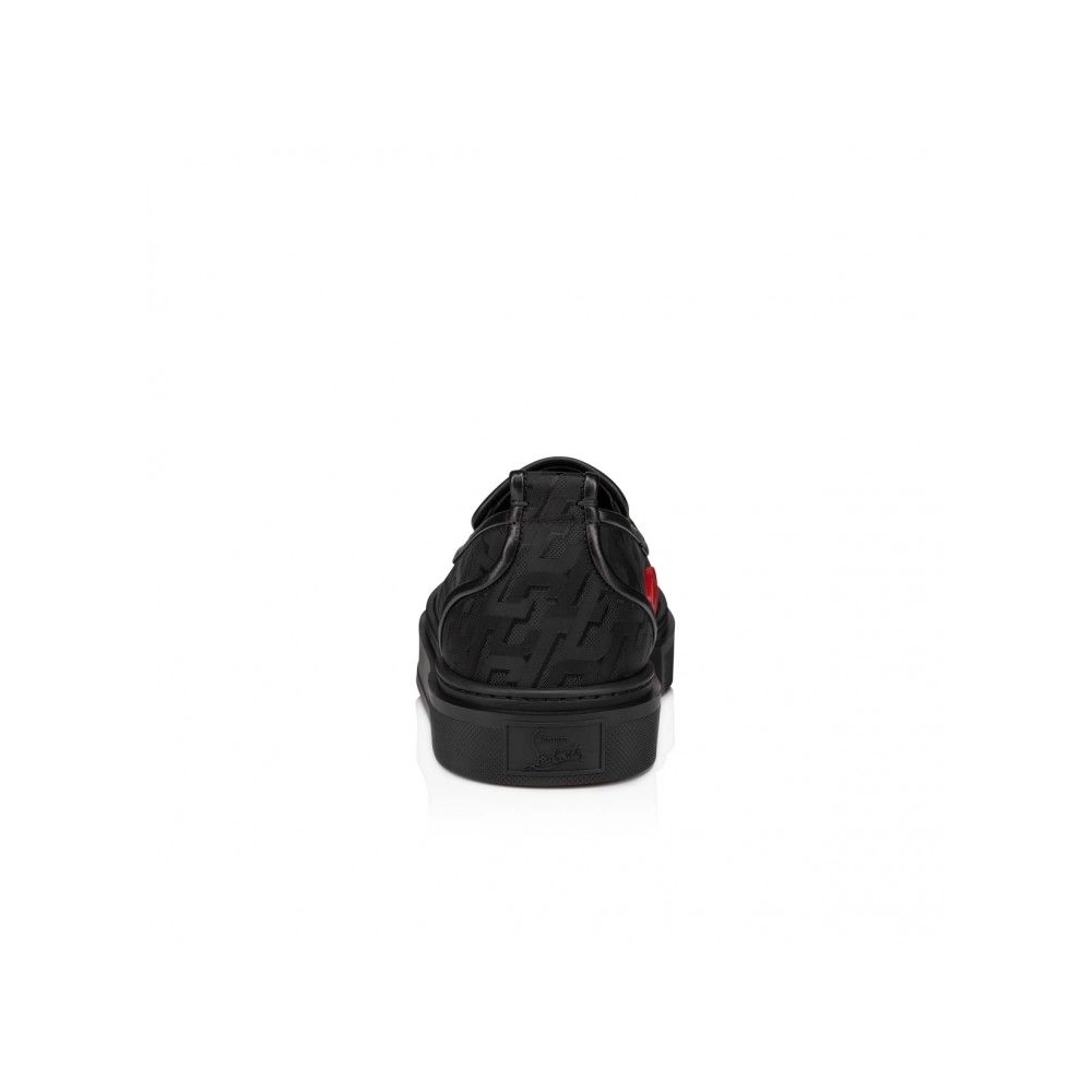 Fake Christian Louboutin Adolon Boat Sneakers Nylon Black, Replica Christian Louboutin Shoes
