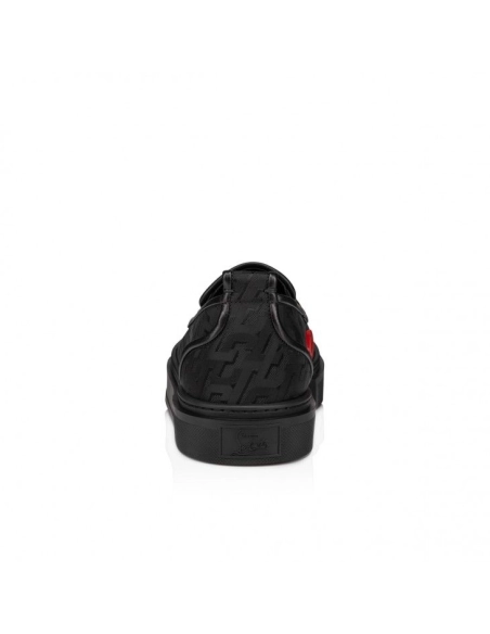 Fake Christian Louboutin Adolon Boat Sneakers Nylon Black, Replica Christian Louboutin Shoes