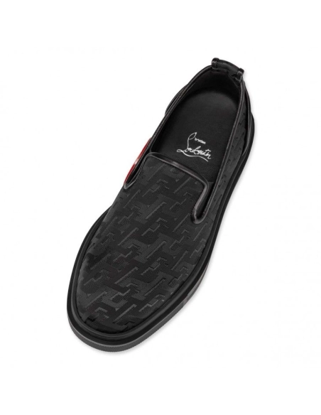 Fake Christian Louboutin Adolon Boat Sneakers Nylon Black, Replica Christian Louboutin Shoes