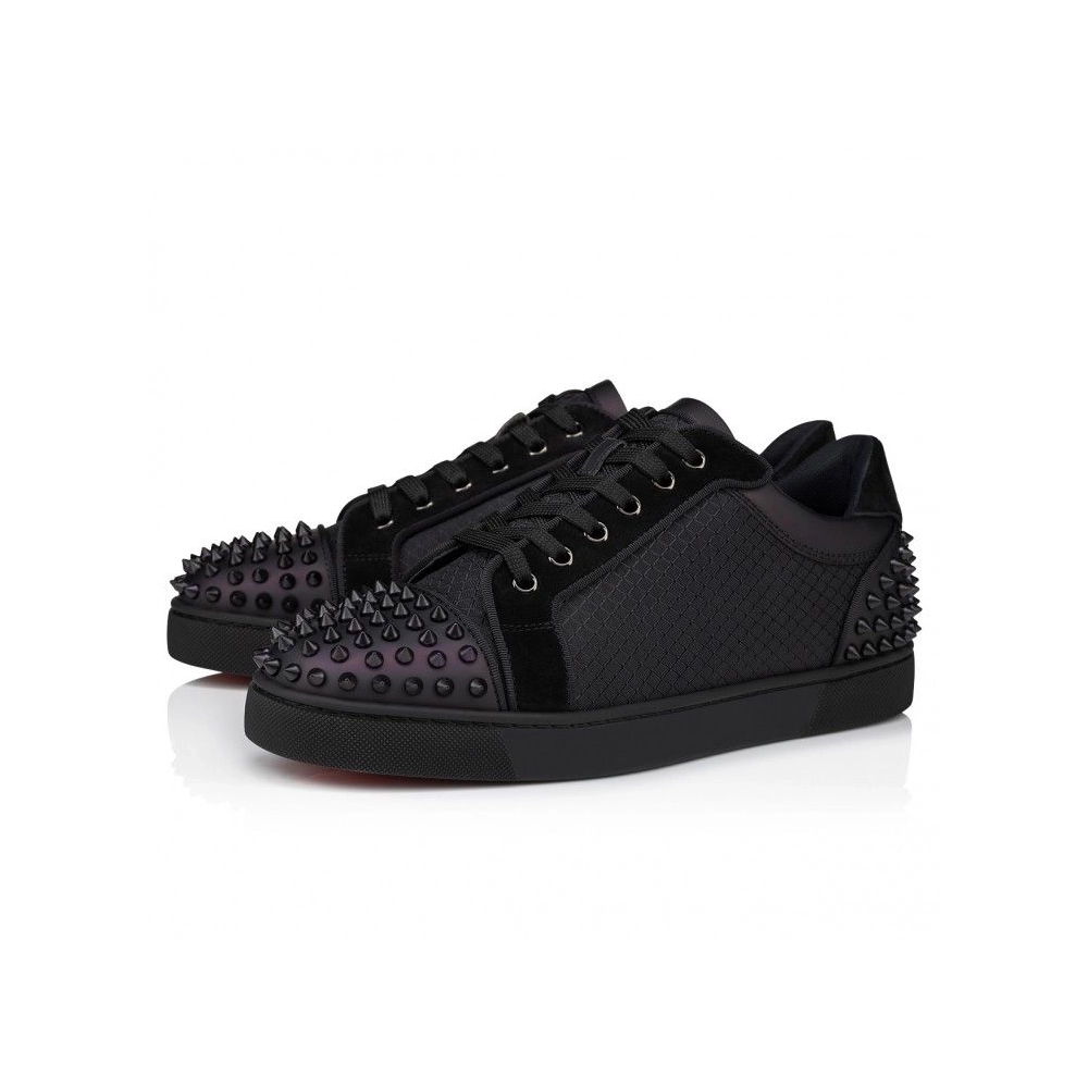 Fake Christian Louboutin Seavaste 2 Sneakers Calf Leather Black, Knockoff Christian Louboutin Shoes