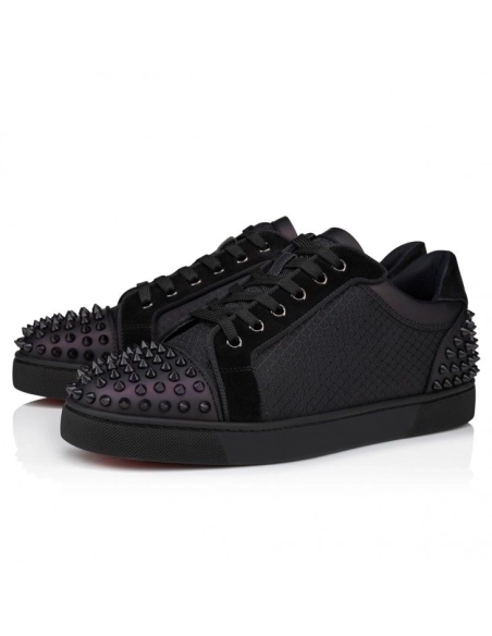 Fake Christian Louboutin Seavaste 2 Sneakers Calf Leather Black, Knockoff Christian Louboutin Shoes
