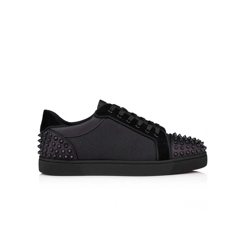 Fake Christian Louboutin Seavaste 2 Sneakers Calf Leather Black, Knockoff Christian Louboutin Shoes