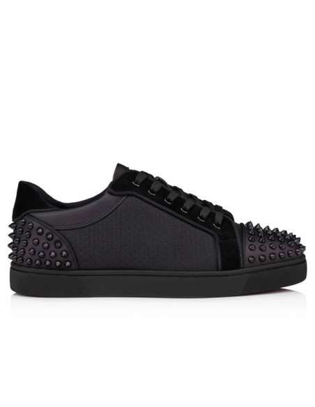 Fake Christian Louboutin Seavaste 2 Sneakers Calf Leather Black, Knockoff Christian Louboutin Shoes