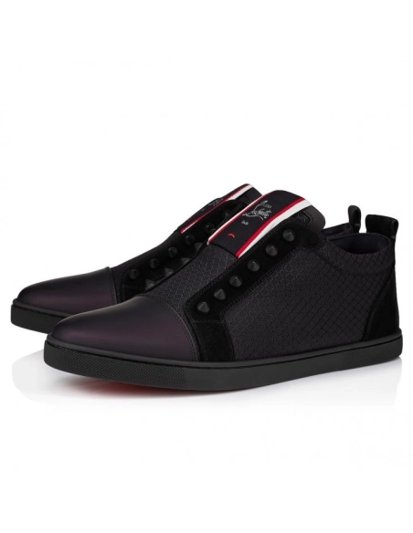 Knockoff Christian Louboutin F.A.V Fique A Vontade Sneakers Calf Leather Black, Fake Christian Louboutin Shoes